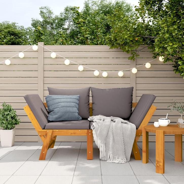 vidaXL Tuinbank met kussens 2-in-1 massief acaciahout, Tuin en Terras, Tuinsets en Loungesets, Nieuw, Verzenden