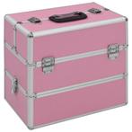 vidaXL Make-up koffer 37x24x35 cm aluminium roze, Bijoux, Sacs & Beauté, Trousses de toilette, Verzenden