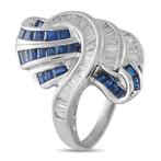 Ring Platina 0,74ct Diamant en Saffier Ring, Platina -, Handtassen en Accessoires, Ringen, Nieuw