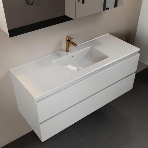 MONDIAZ AIVY 120cm badmeubel Talc, wastafel glanzend wit, Doe-het-zelf en Bouw, Sanitair, Overige typen, Nieuw, Ophalen of Verzenden