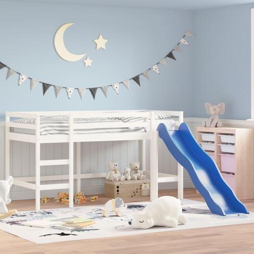 vidaXL Kinderhoogslaper met glijbaan massief grenenhout wit, Maison & Meubles, Chambre à coucher | Lits, Envoi