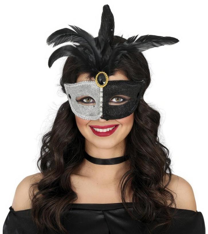 Venetiaans Oogmasker Zwart Zilver, Hobby & Loisirs créatifs, Articles de fête, Envoi