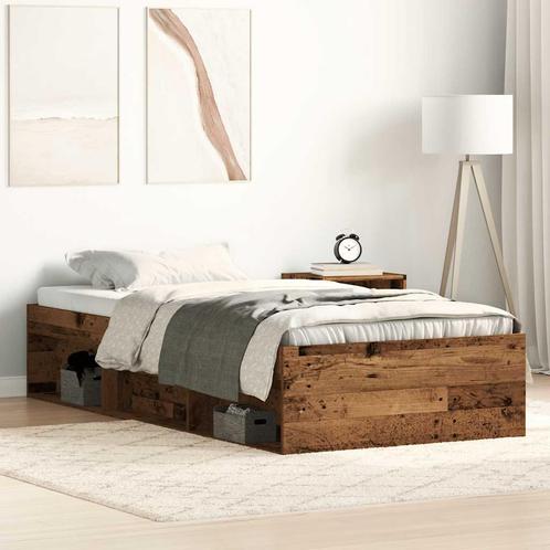 vidaXL Bedframe zonder matras 75x190 cm spaanplaat oud hout, Huis en Inrichting, Slaapkamer | Bedden, Nieuw, Verzenden