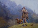 Demenko Anatoly (XXI) - Mountain Hunt. Hunter with dog, Antiek en Kunst, Kunst | Schilderijen | Klassiek