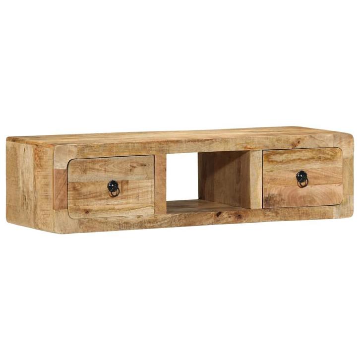 vidaXL Tv-wandmeubel 100x32x25 cm massief hout ruw mangohout, Huis en Inrichting, Woonaccessoires | Cd- en Dvd-rekken, Nieuw, Verzenden