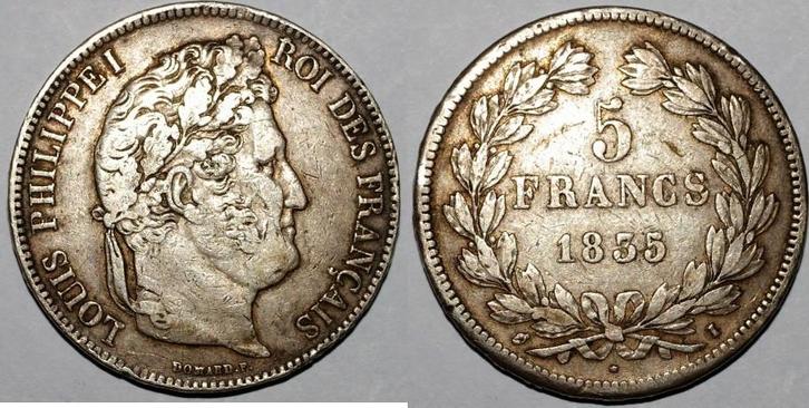 France Gadoury 678 5 Francs 1835 I (limoges) Type Louis P..., Postzegels en Munten, Munten | Europa | Niet-Euromunten, België