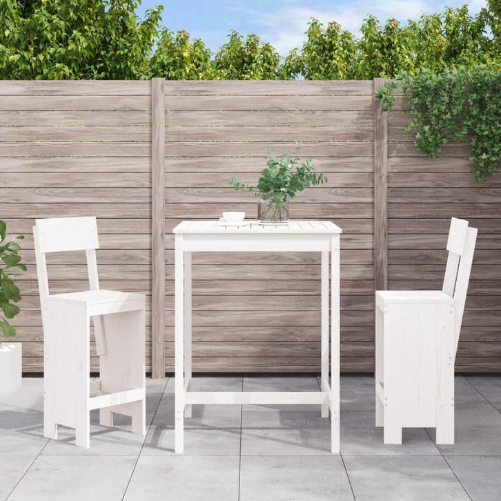 vidaXL 3-delige Barset massief grenenhout wit, Tuin en Terras, Tuinsets en Loungesets, Nieuw, Verzenden
