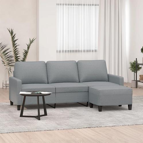 vidaXL Driezitsbank met voetenbank 180 cm stof lichtgrijs, Huis en Inrichting, Zetels | Zetels, Nieuw, Verzenden