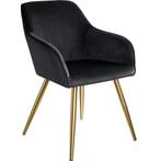 Eetkamerstoel Marilyn fluweellook, gouden poten - zwart/goud, Huis en Inrichting, Stoelen, Verzenden, Nieuw