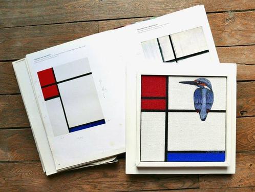 Jos Verheugen - Free after Mondrian, with Kingfisher (M1062), Antiek en Kunst, Kunst | Schilderijen | Modern