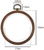 Brocante houten borduurring rond met stelschroef 10 cm per, Nieuw