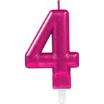 Kaars 4 Jaar Roze 8cm, Hobby en Vrije tijd, Feestartikelen, Verzenden, Nieuw
