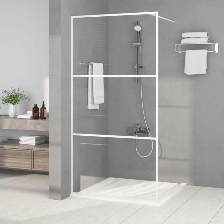 vidaXL Inloopdouchewand 100x195 cm transparant ESG-glas wit, Doe-het-zelf en Bouw, Sanitair, Nieuw, Verzenden
