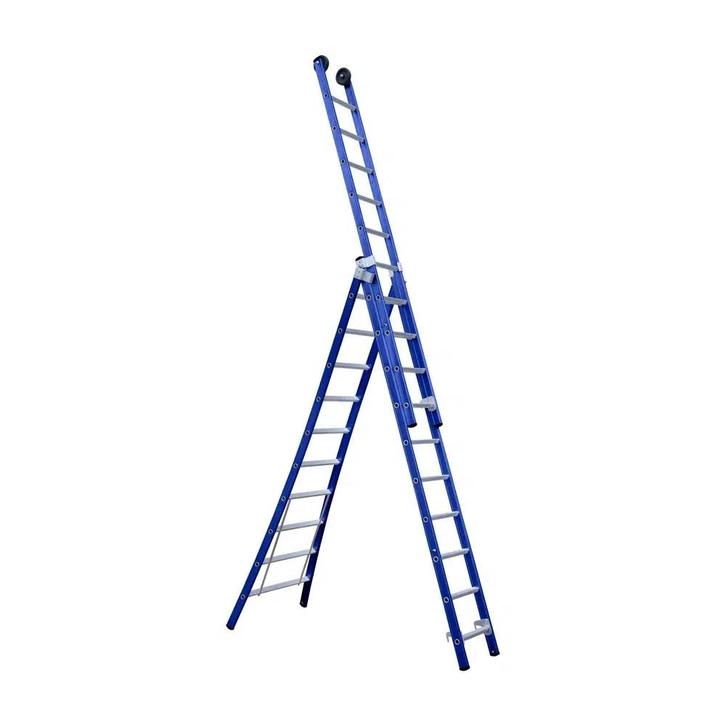 Eurostairs Reform ladder 3 delig BLAUW gecoat, Doe-het-zelf en Bouw, Ladders en Trappen, Nieuw, Verzenden
