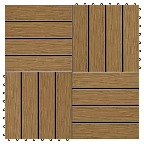 vidaXL Terrastegels diep reliëf 30x30 cm 1 m² HKC teakkleur, Doe-het-zelf en Bouw, Vloerdelen en Plavuizen, Nieuw, Verzenden