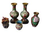 Themacollectie - 5 Cloisonné paar vazen en bonsai Volledig