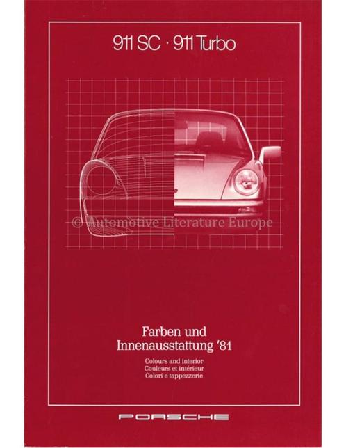 1981 PORSCHE 911SC & 911 TURBO KLEUREN EN INTERIEUR BROCHURE, Livres, Autos | Brochures & Magazines, Enlèvement ou Envoi