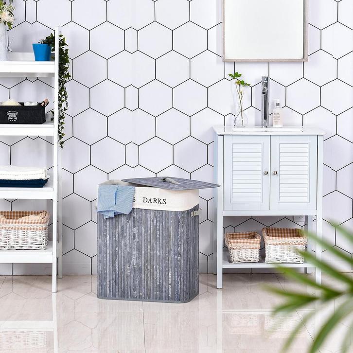 Wasmand - Duurzame opberger - Grote capaciteit - Grijs, Huis en Inrichting, Badkamer | Badtextiel en Accessoires, Nieuw, Ophalen of Verzenden