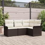 vidaXL Tuinbank Set met opslag 4 pcs Bruin poly rattan, Tuin en Terras, Verzenden, Nieuw