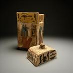 Replica van het oude Egyptisch Houten canopische kist met, Antiek en Kunst