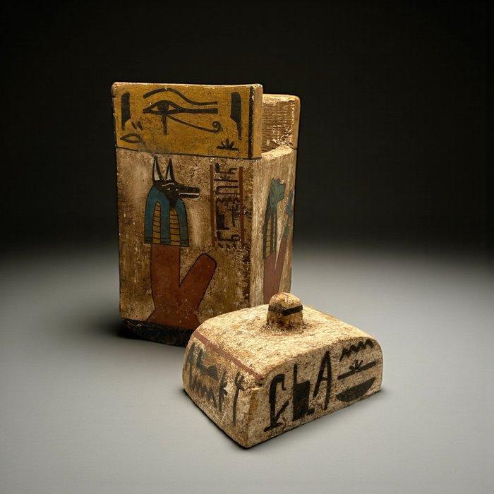 Replica van het oude Egyptisch Houten canopische kist met, Antiek en Kunst, Antiek | Overige Antiek