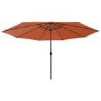 vidaXL Parasol met LED-verlichting 400 cm terracottakleurig, Tuin en Terras, Verzenden, Nieuw