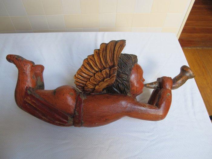 Beeld, Antieke grote houten polychromen engel cherubijn met, Antiquités & Art, Antiquités | Livres & Manuscrits