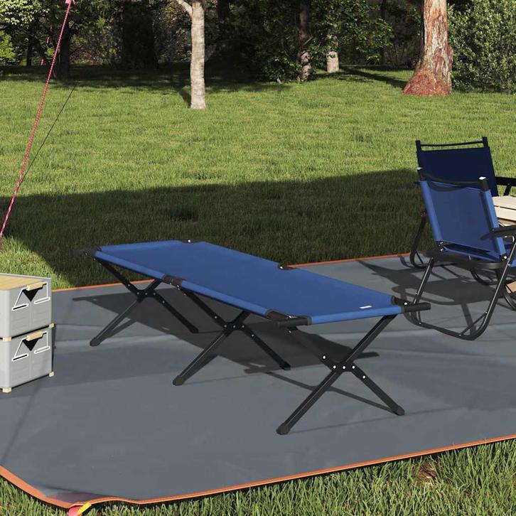 vidaXL Opvouwbaar Campingbed Blauw Oxford stof, Caravans en Kamperen, Kampeeraccessoires, Nieuw, Verzenden