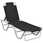 vidaXL Ligbed aluminium en textileen zwart, Tuin en Terras, Verzenden, Nieuw