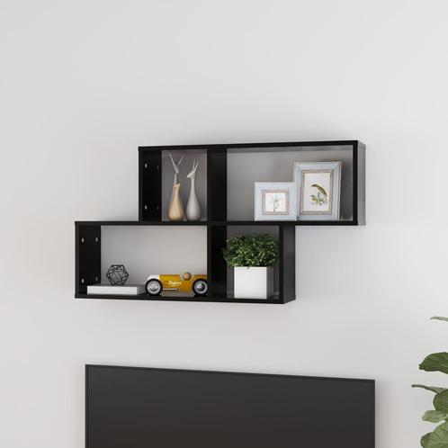 vidaXL Wandschap 100x18x53 cm bewerkt hout zwart, Huis en Inrichting, Kasten | Wandmeubels, Nieuw, Verzenden
