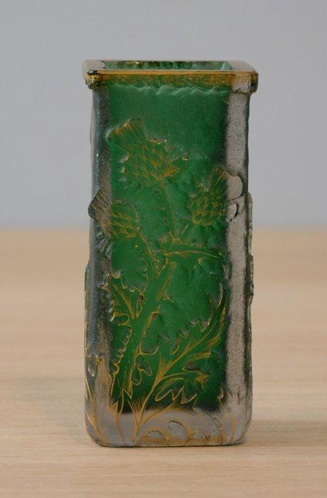 Daum - Vaas - Daum Nancy - distelvaas met gouden accenten,, Antiek en Kunst, Antiek | Glaswerk en Kristal