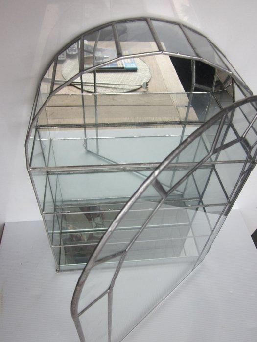 Vitrinekast - glas, spiegel; messing - Spiegel, Antiek en Kunst, Curiosa en Brocante