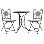 vidaXL 3-delige Bistroset mozaïek keramische tegel grijs, Tuin en Terras, Tuinsets en Loungesets, Verzenden, Nieuw