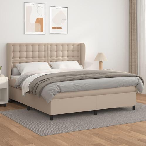 vidaXL Boxspring met matras kunstleer cappuccinokleurig, Huis en Inrichting, Slaapkamer | Bedden, Nieuw, Verzenden