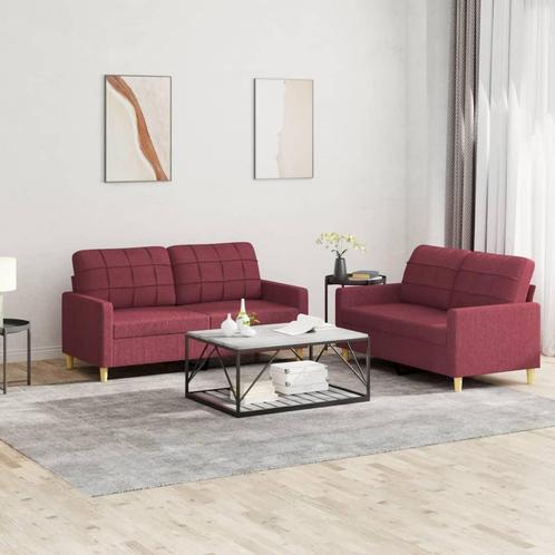 vidaXL 2-delige Loungeset met kussens stof wijnrood, Huis en Inrichting, Zetels | Zetels, Nieuw, Verzenden