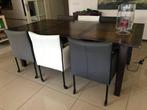 Set van 6 leren kuip eetkamerstoelen - met wieltjes -, Huis en Inrichting, Stoelen, Overige kleuren, Nieuw, Leer, Ophalen of Verzenden
