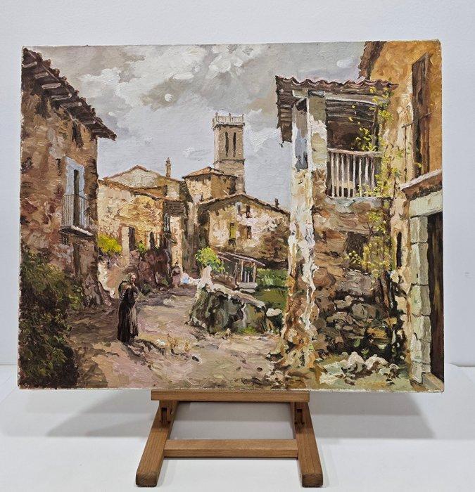 École catalane (XX) - NO RESERVE - La vie du village, Antiek en Kunst, Kunst | Schilderijen | Klassiek