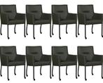 Set van 8 Donkergroene leren moderne eetkamerstoelen -, Huis en Inrichting, Nieuw, Vijf, Zes of meer stoelen, Eigentijds, Leer