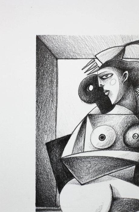 Jone Hopper - Etude pour muse assise sur un coussin, Antiek en Kunst, Kunst | Designobjecten