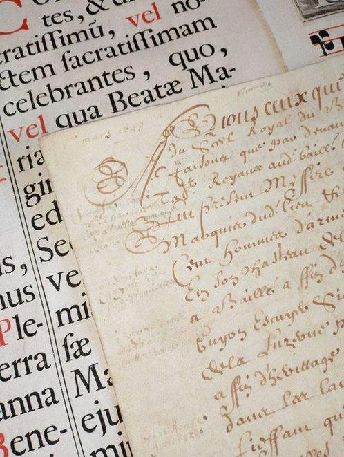 Parchemin manuscrit Français XVII siècle Signum Tabellionis, Verzamelen, Film en Tv