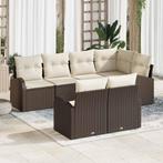vidaXL 7-delige tuinset met kussens in bruin poly riet, Tuin en Terras, Verzenden, Nieuw, Tuinset
