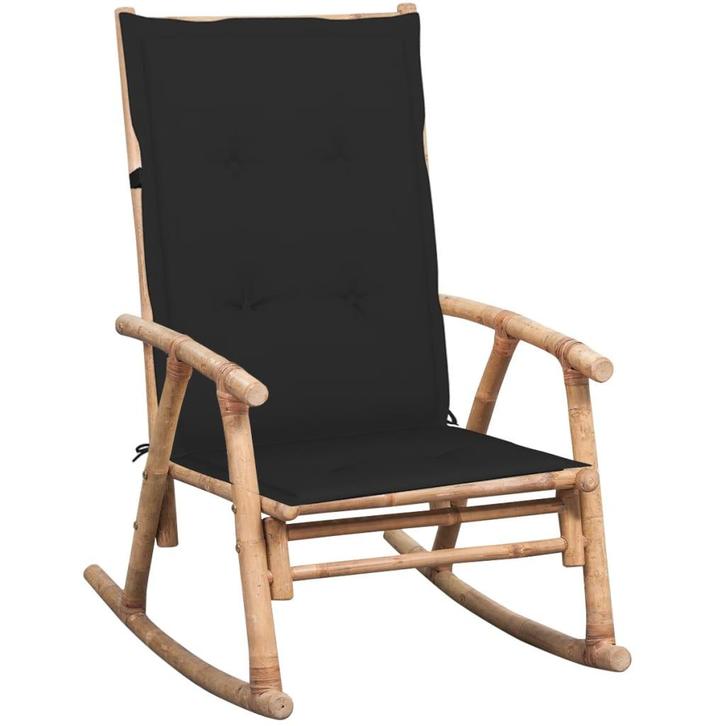 vidaXL Schommelstoel met kussen bamboe, Tuin en Terras, Tuinstoelen, Nieuw, Verzenden