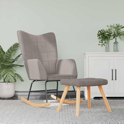 vidaXL Schommelstoel met voetenbank stof taupe, Huis en Inrichting, Stoelen, Nieuw, Verzenden