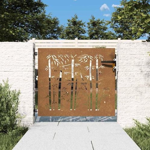 vidaXL Poort 85x75 cm bamboe-ontwerp cortenstaal, Tuin en Terras, Tuinpoorten, Nieuw, Verzenden