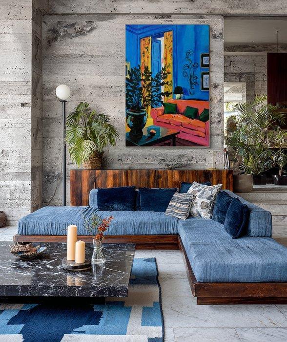 E. García - SALÓN AZUL XL (NO RESERVE), Antiek en Kunst, Kunst | Schilderijen | Modern