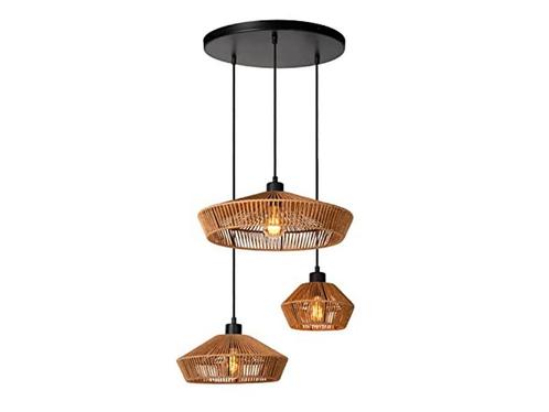 Lucide YUNKAI - Hanglamp - 60 cm - 3xE27 - Licht hout, Huis en Inrichting, Woonaccessoires | Overige, Zo goed als nieuw, Verzenden