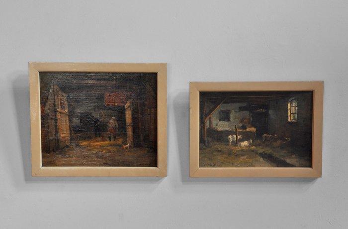 Joseph Gerardus van Jole - Boerderij, Antiquités & Art, Art | Peinture | Classique