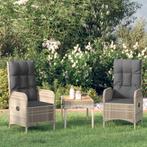 vidaXL Tuinstoelen 2 st poly rattan grijs, Tuin en Terras, Tuinstoelen, Verzenden, Nieuw