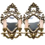 Wandlamp (2) - Rococó, met spiegels - Brons, Antiek en Kunst