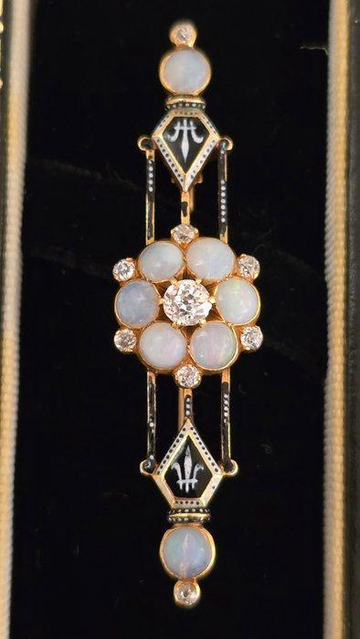 Broche - 18 carats Or jaune, Handtassen en Accessoires, Antieke sieraden
